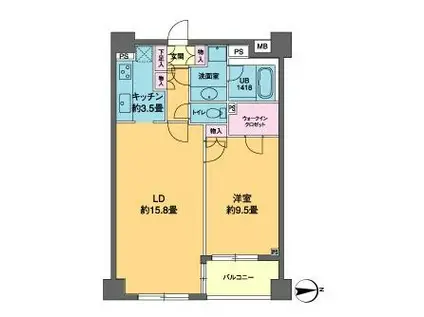 カスタリア高輪(1LDK/8階)の間取り写真