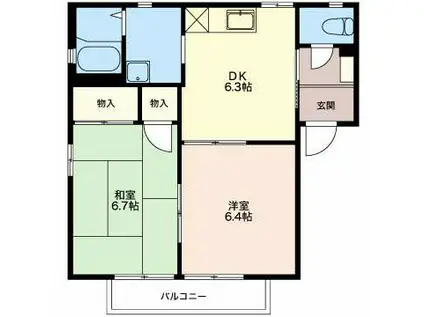 ルミエールII(1LDK/1階)の間取り写真