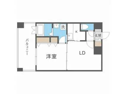 エンクレスト中呉服(2K/12階)の間取り写真