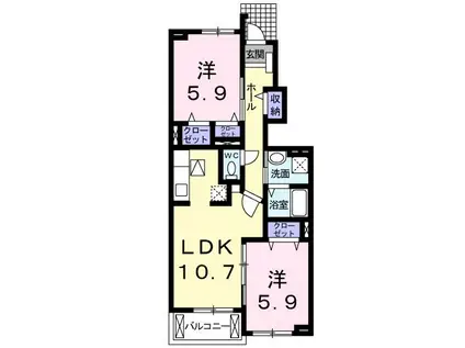 ラ・ソレイユ(2LDK/1階)の間取り写真