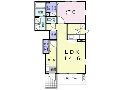 グランモデッサB(1LDK/1階)の間取り写真