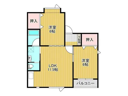 メゾンドココ(2LDK/2階)の間取り写真