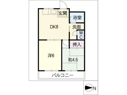レジデンスカワセ(2DK/2階)の間取り写真