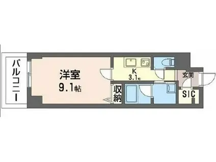 サンエール南堀江(1K/2階)の間取り写真