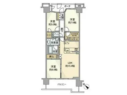 エールガーデン(3LDK/10階)の間取り写真