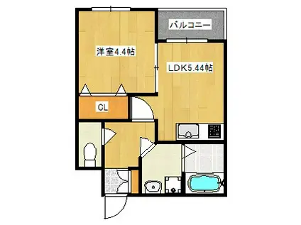 フウキ山本(1LDK/2階)の間取り写真