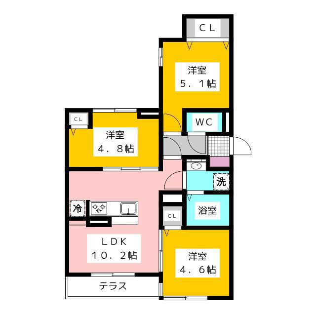 セレスティア白鷺II(3LDK/1階)の間取り写真