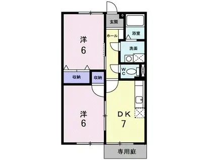 プリオール実丸B(2DK/1階)の間取り写真