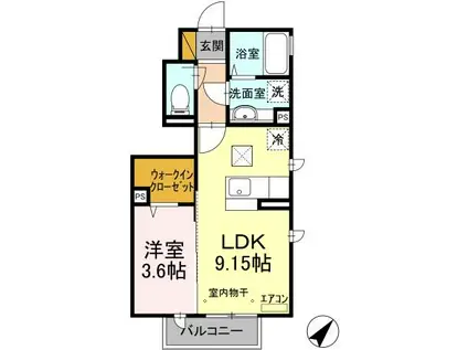 プチ・シャンブル(1LDK/1階)の間取り写真