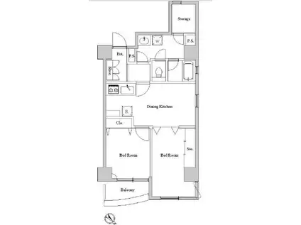 エルスタンザ関内大通公園(2SDK/7階)の間取り写真