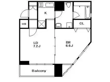 ドゥーエ両国(1DK/13階)の間取り写真