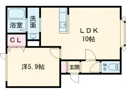 レインボーハウスエクセラン(1LDK/2階)の間取り写真