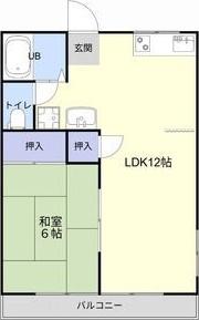 グランパス B(1LDK/2階)の間取り写真