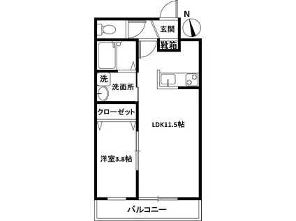 グラン・シャリオ阿佐ヶ谷(1LDK/2階)の間取り写真
