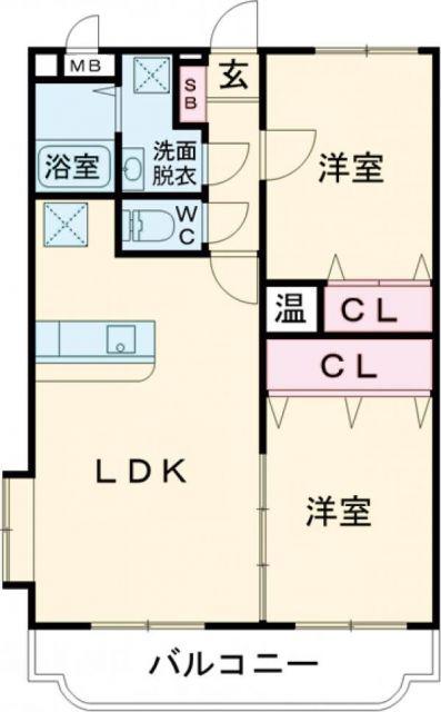 オレンジハウス(2LDK/2階)の間取り写真