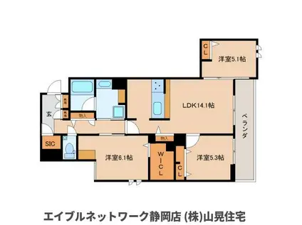 AVANCE東草深イースト(2LDK/1階)の間取り写真