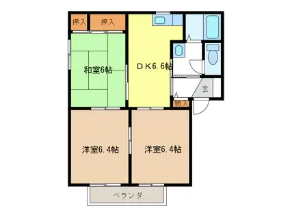 フォーレスオーク B棟(3DK/2階)の間取り写真