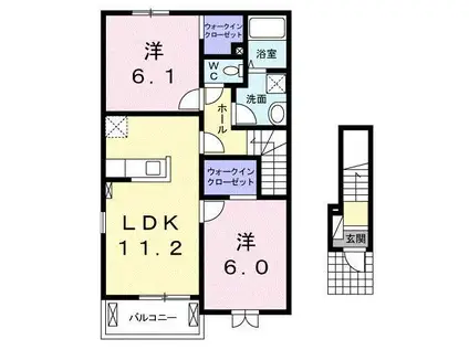 フィデールA(2LDK/2階)の間取り写真