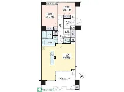 シンフォニックヒルズかがやきの街 8号棟(2LDK/6階)の間取り写真