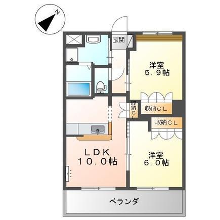 モンシェリーミューズ(2LDK/2階)の間取り写真