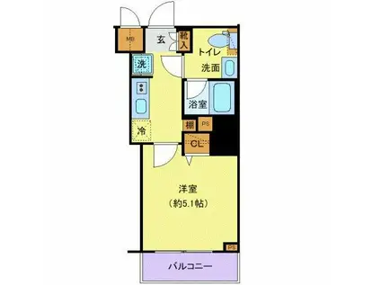 プレール・ドゥーク戸越銀座通(1K/2階)の間取り写真