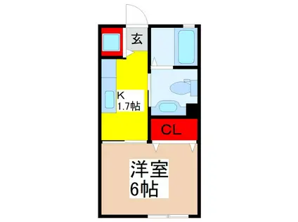 プラムハウス(1K/1階)の間取り写真