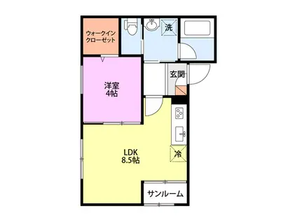ジュピター大学南(1LDK/2階)の間取り写真