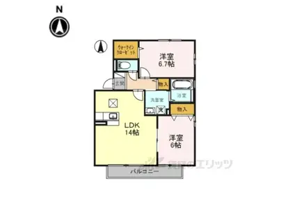 リビングタウン祝園(2LDK/1階)の間取り写真
