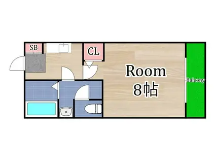 エス・ケイハイツ(1K/2階)の間取り写真