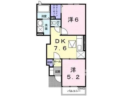 ボワ・フルール(2DK/1階)の間取り写真