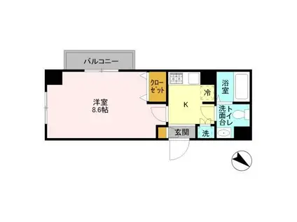 登戸N・Tステージ(1K/6階)の間取り写真