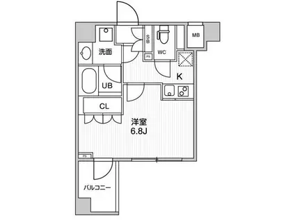 ザ・レジデンス神楽坂II(1K/1階)の間取り写真