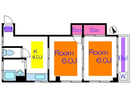 相馬ハイツ(2K/2階)の間取り写真