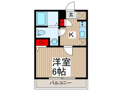 エクセラン中浦和(1K/3階)の間取り写真