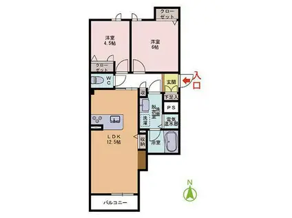 アイカルケア(2LDK/3階)の間取り写真