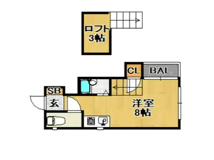 ラヴィータ小戸(ワンルーム/2階)の間取り写真