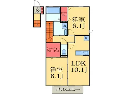 サウスヒルズⅡ(2LDK/2階)の間取り写真