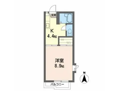 コーズヴィラ(1K/2階)の間取り写真