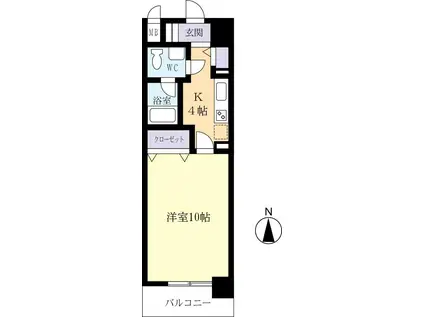 WILLDO桜川(1K/4階)の間取り写真