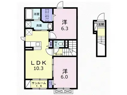 アイプレイス敦賀(2LDK/2階)の間取り写真