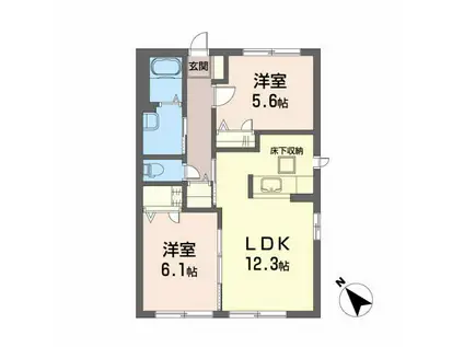 プラティークA(2LDK/1階)の間取り写真