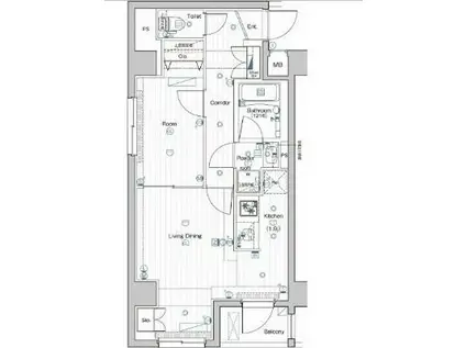 PREMIUM CUBE 大井町 MO(1LDK/5階)の間取り写真