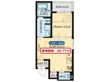 メゾンプラーナ笠屋(1LDK/3階)の間取り写真