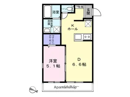 中原三丁目プロジェクト(1LDK/1階)の間取り写真