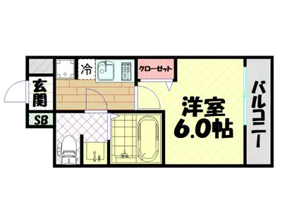 ラナップスクエア四天王寺(1K/9階)の間取り写真