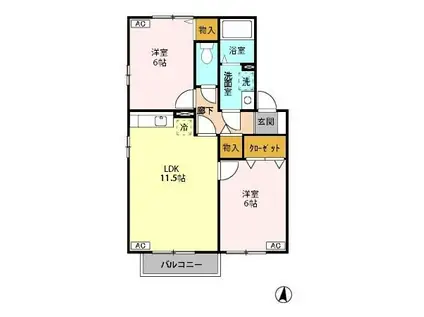 セードル小川A/B(2LDK/2階)の間取り写真