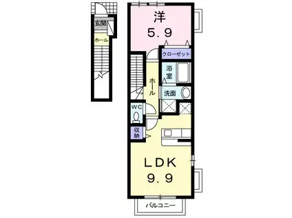 グランツ ミッテ(1LDK/2階)の間取り写真