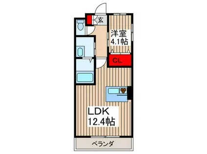 LA TOUR TOUHACHI(1LDK/1階)の間取り写真