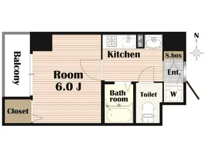 グローディア天満橋(1K/6階)の間取り写真
