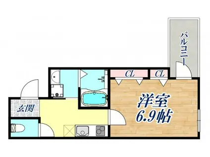 フジパレス神戸本町ウエスト(1K/1階)の間取り写真